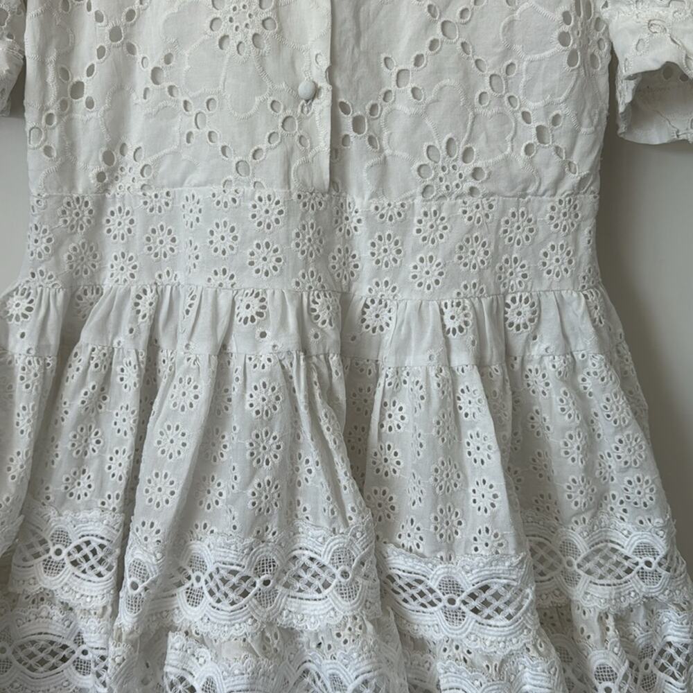 Maje White Lace Embroidered Floral Eyelet Mini Dress Size: 2 - Picture 8 of 12